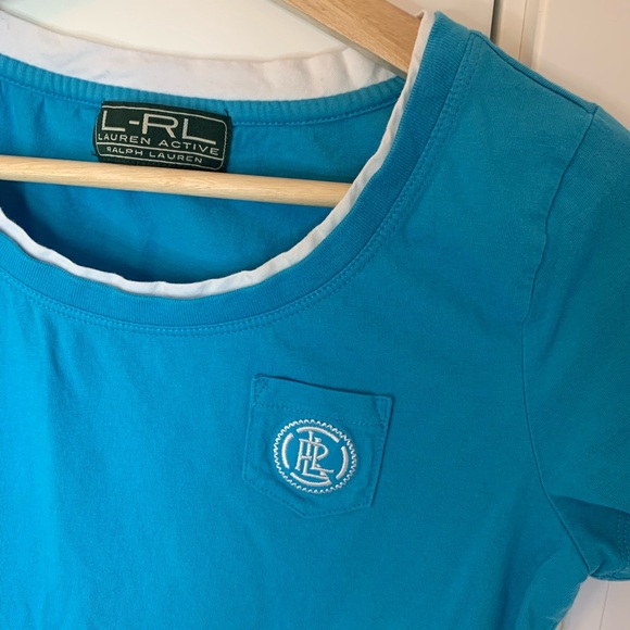Blue Ralph Lauren Cotton T-Shirt with tiny front pocket - Picture 3 of 5